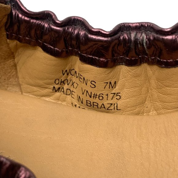 LL Bean Plum Metallic Leather Elasticized Ballet Flats - Picture 5 of 10